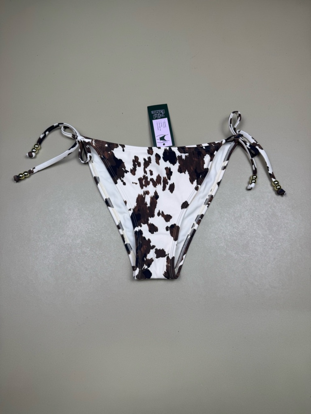 Wild Fable Cow Print Bikini Bottom Tie Side Cheeky High Leg NWT M